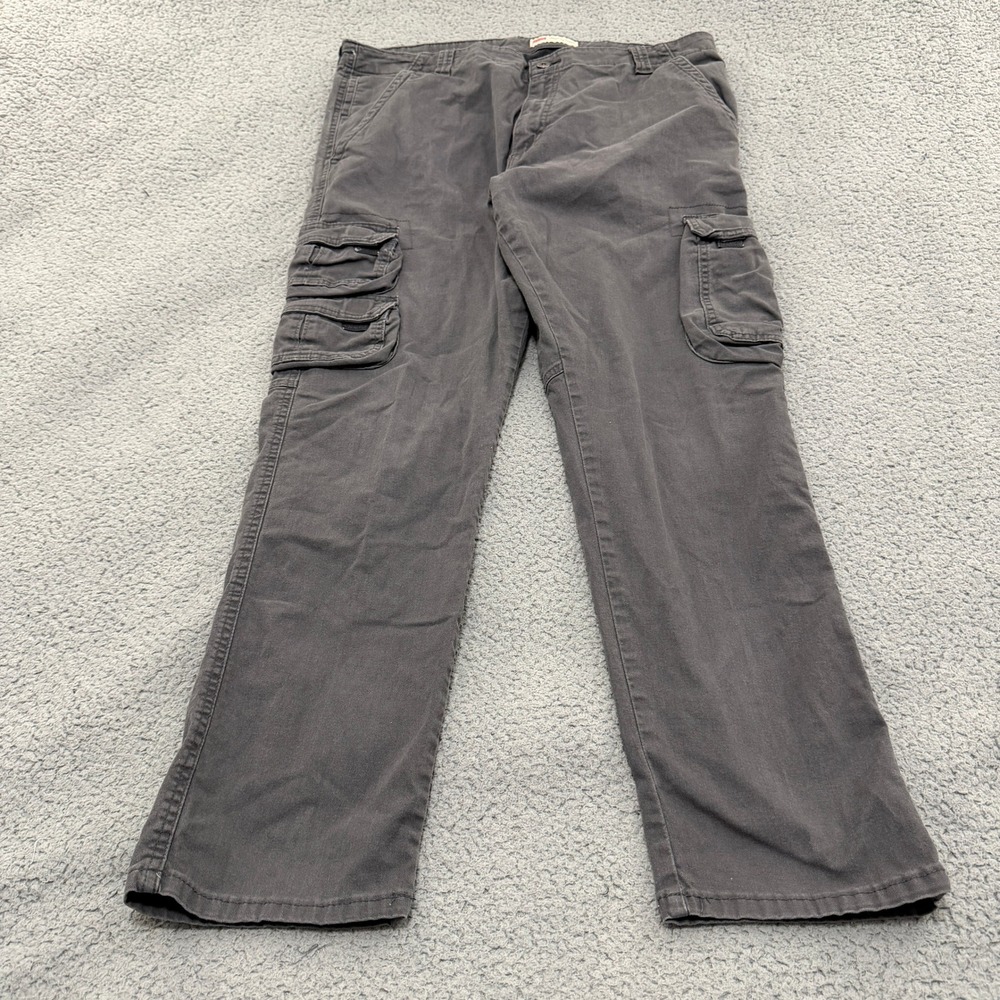 Wrangler Cargo Pants Mens 38x30 Regular Taper Charcoal Gray Stretch